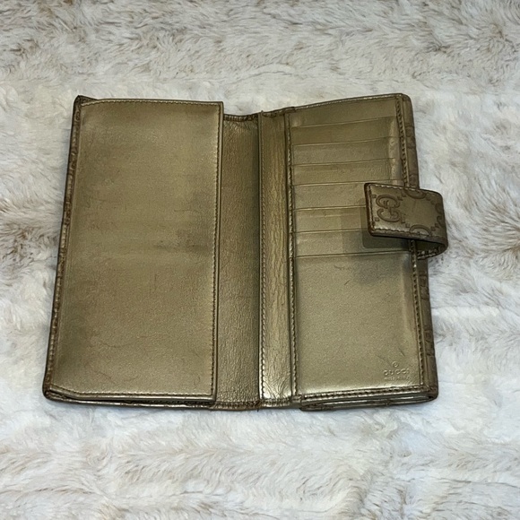 🤎Gucci Long Wallet Embossed Guccissima Monogram Gold Heart GG Logo - Picture 16 of 17
